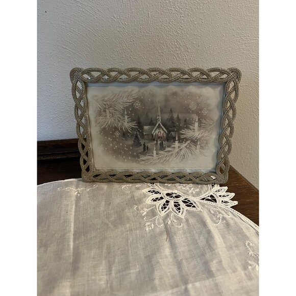 Repurposed Picture Frame with Vintage Christmas Card - Picture 1 of 5